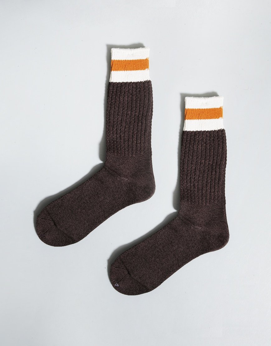 Anonymous Ism Tuck Cuff Stripe Crew Sock Brown