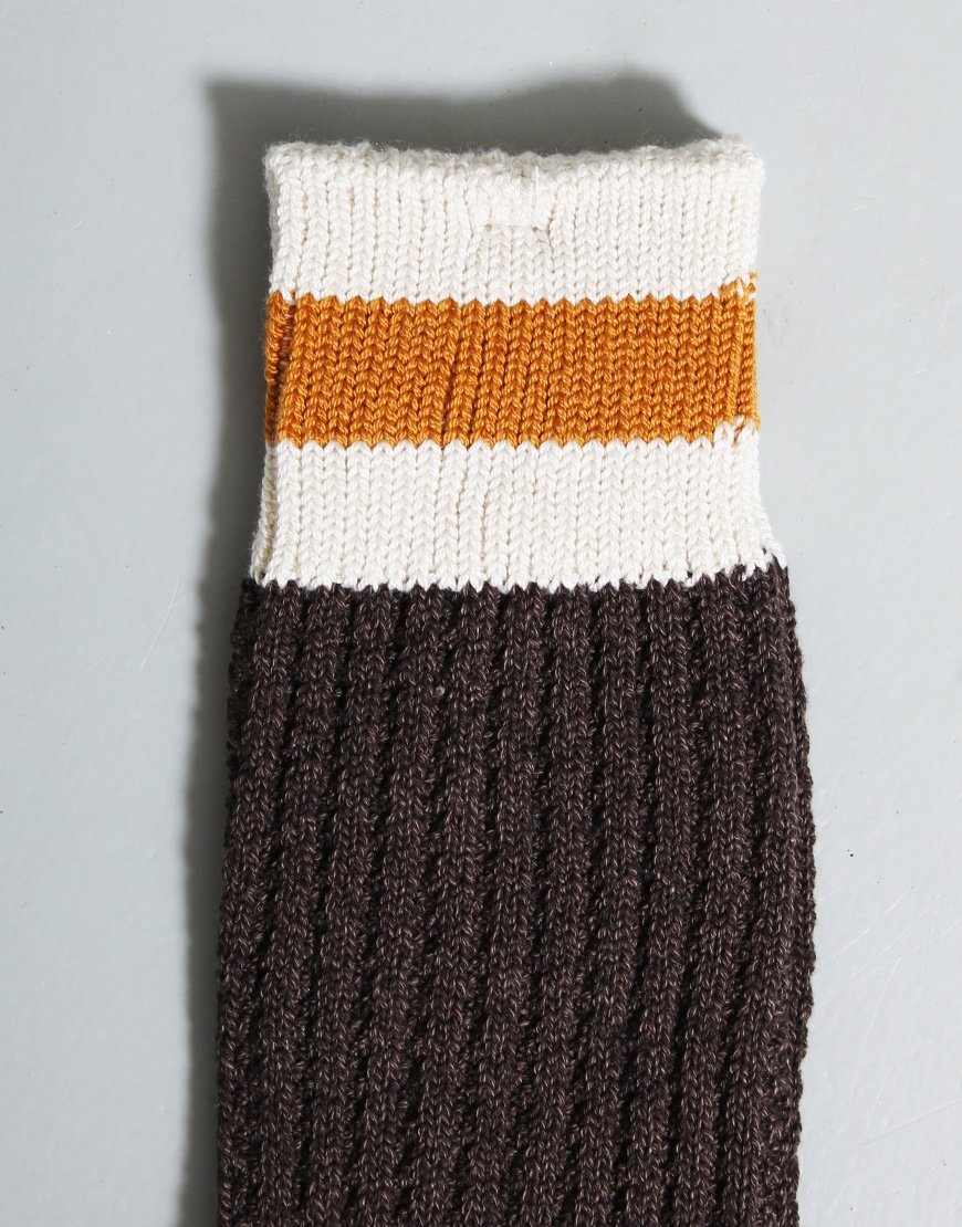 Anonymous Ism Tuck Cuff Stripe Crew Sock Brown