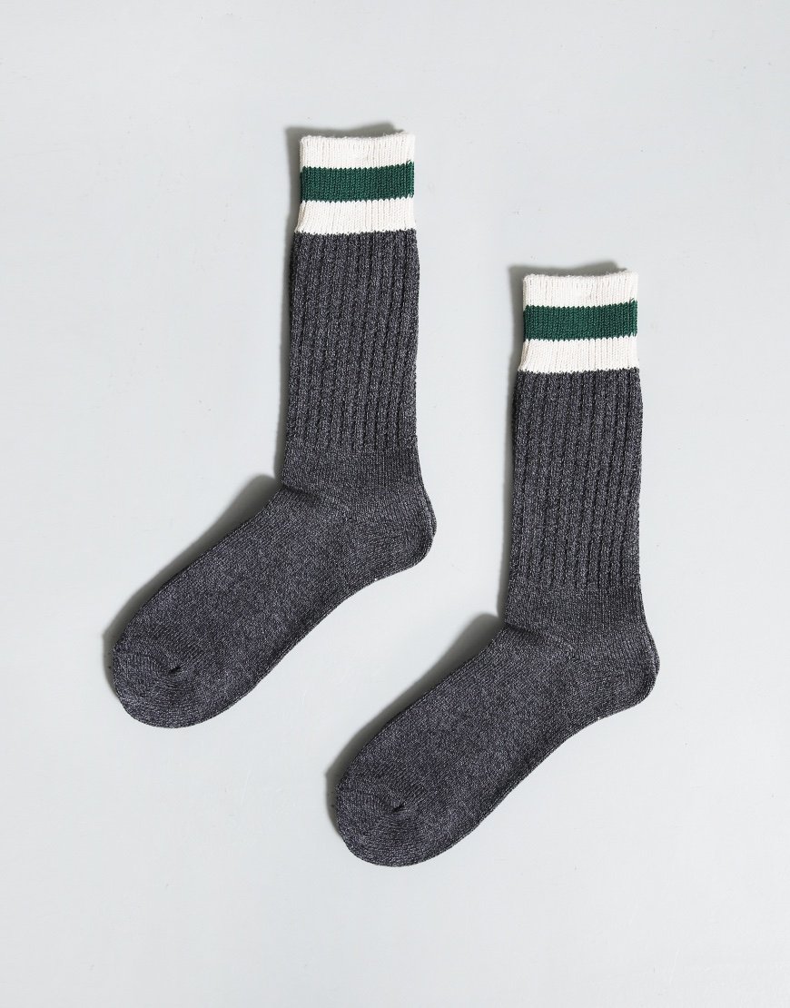 Anonymous Ism Tuck Cuff Stripe Crew Sock Charcoal
