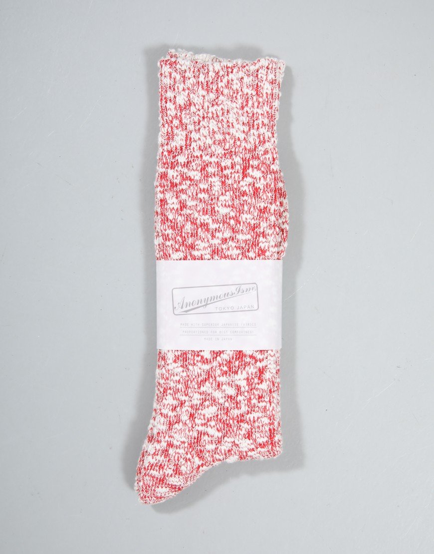 Anonymous Ism Lightweight Slub Crew Sock Red
