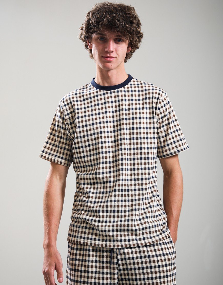 Aquascutum Club Check T-Shirt Navy