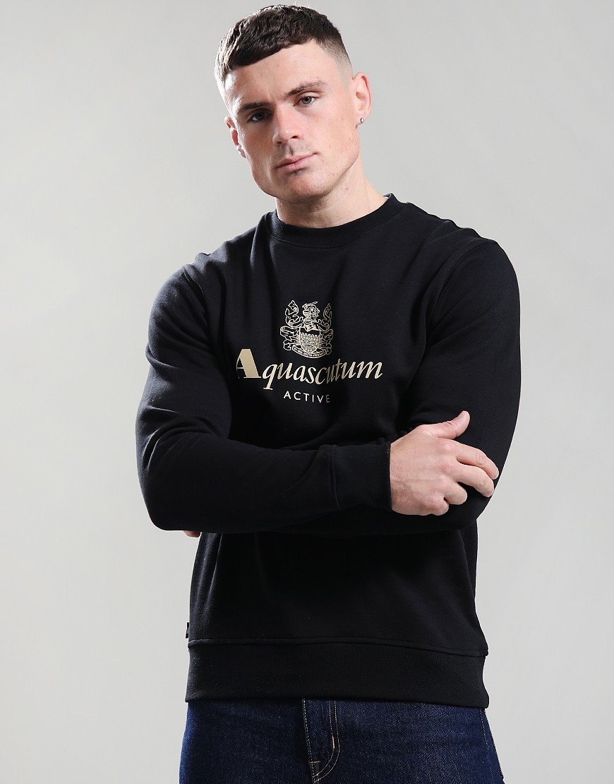 Aquascutum Big Logo Crew Sweat Black
