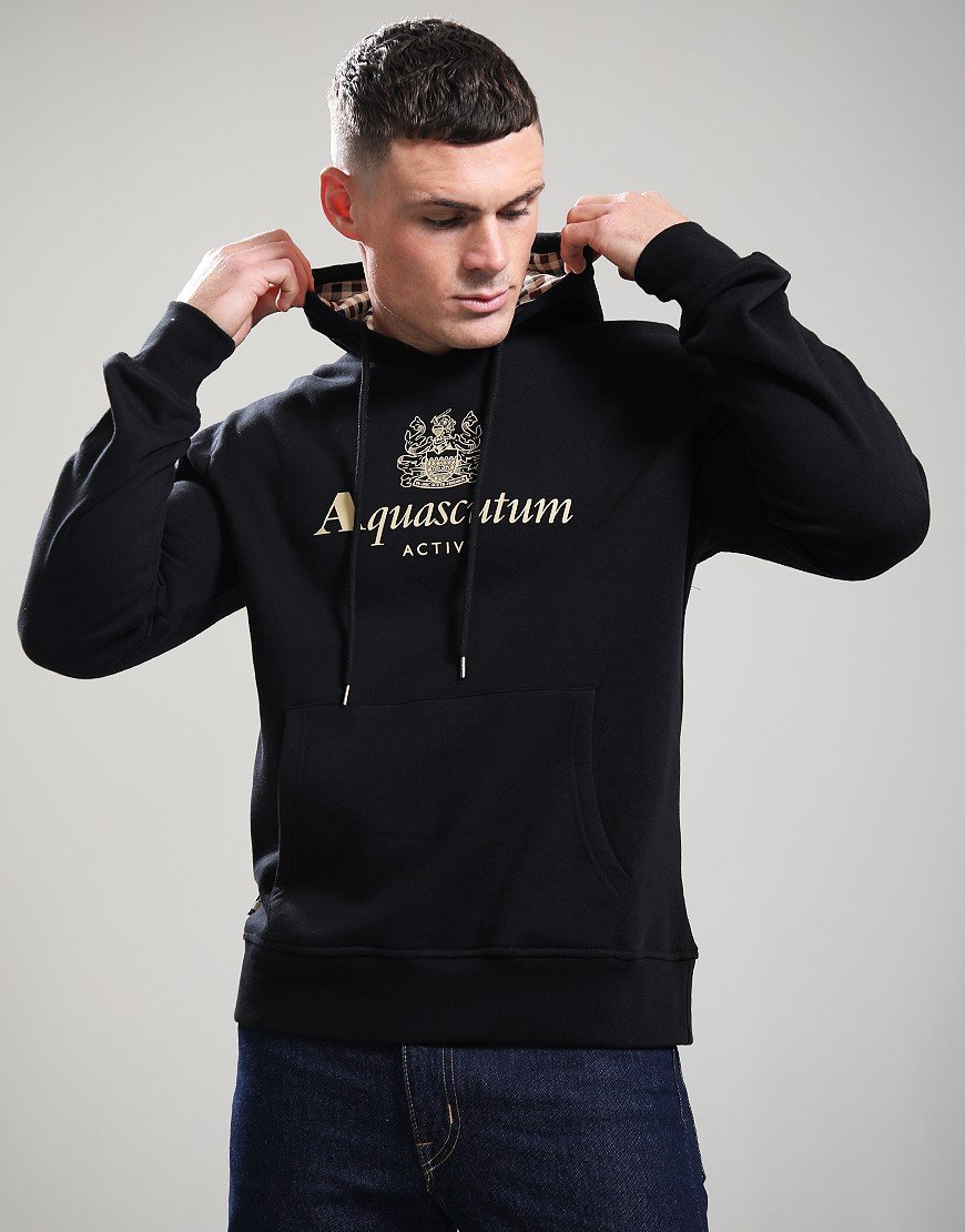 Aquascutum Big Logo Hoodie Black