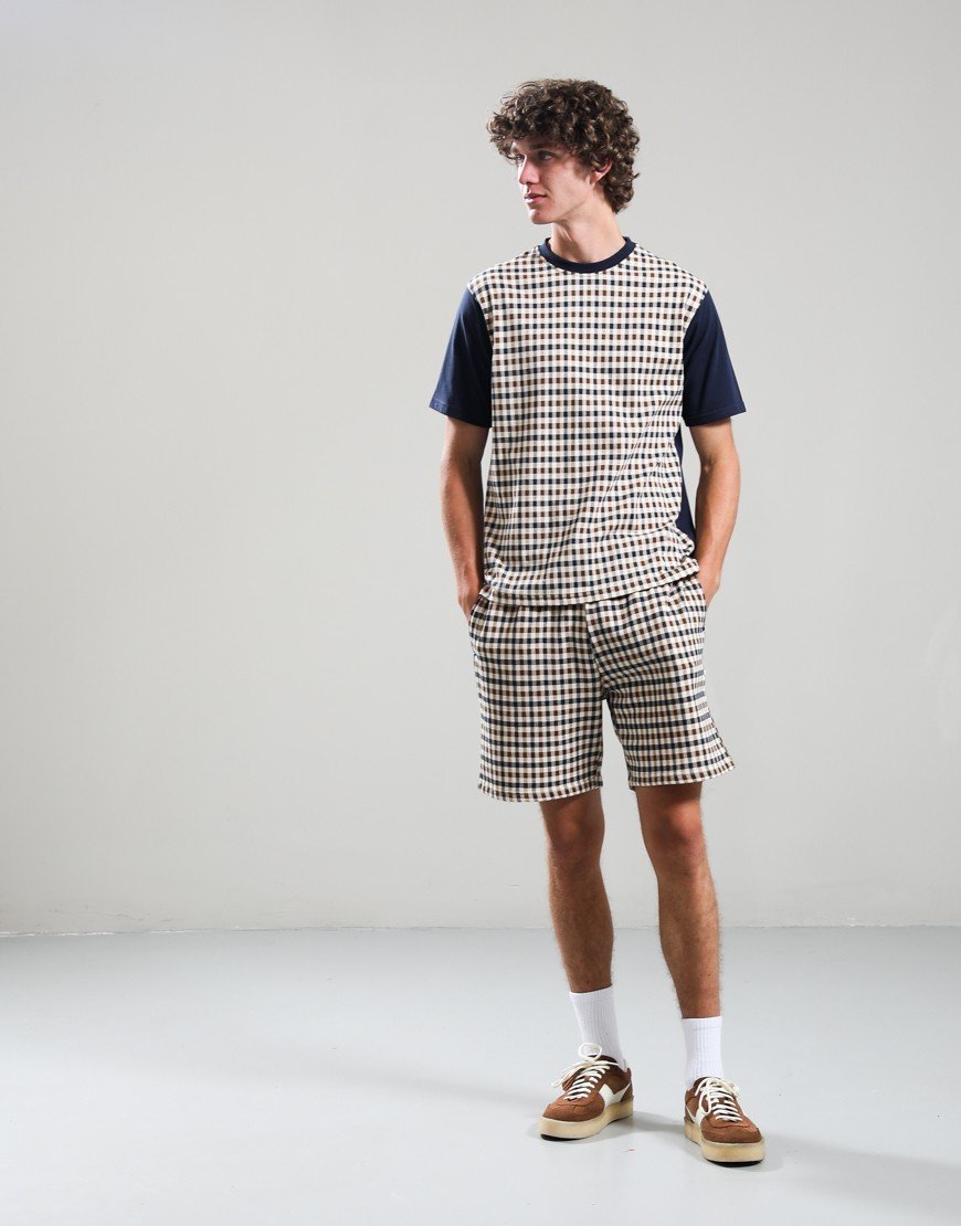 Aquascutum Body Club Check T-Shirt Navy