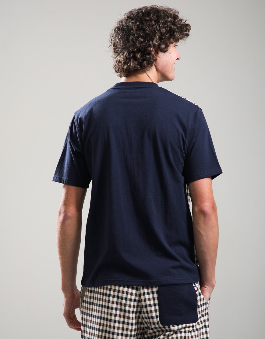 Aquascutum Body Club Check T-Shirt Navy