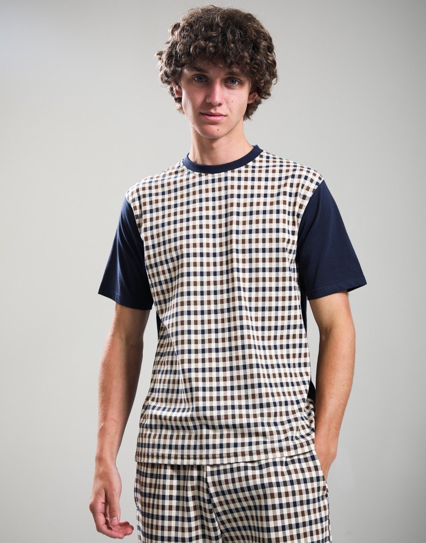 Aquascutum Body Club Check T-Shirt Navy