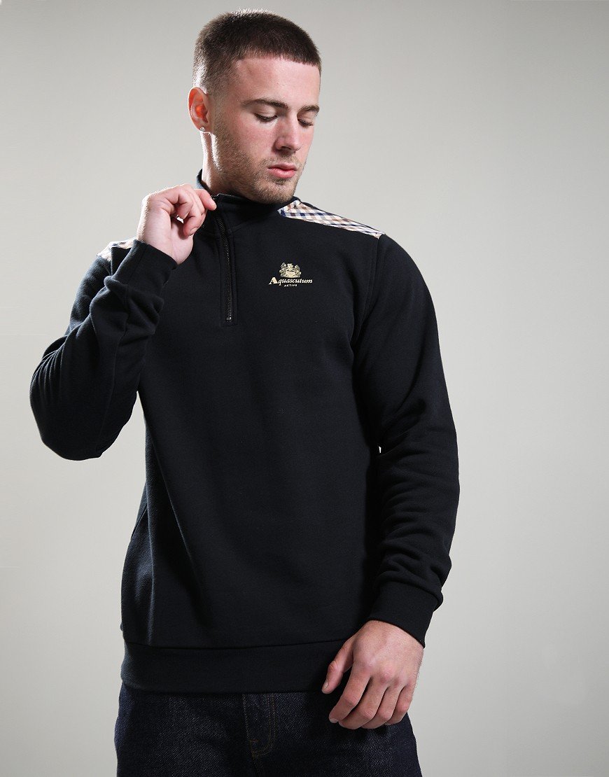 Aquascutum CC Shoulders 1/4 Zip Sweat Black