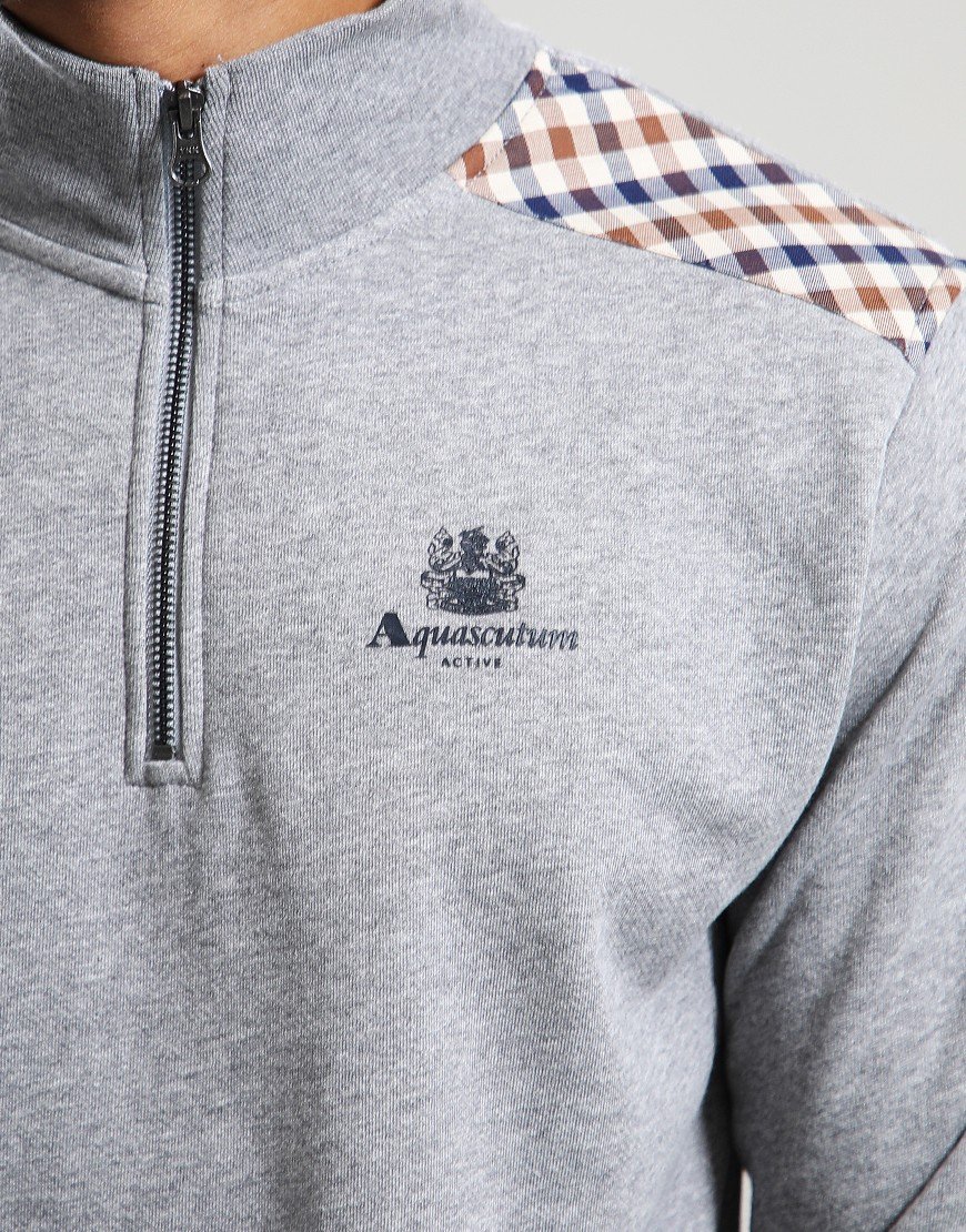 Aquascutum CC Shoulders 1/4 Zip Sweat Melange Grey Aquascutum CC Shoulders 1/4 Zip Sweat Melange Grey