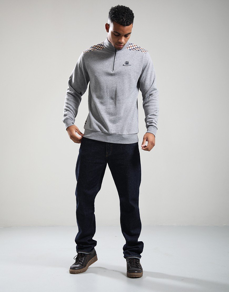 Aquascutum CC Shoulders 1/4 Zip Sweat Melange Grey Aquascutum CC Shoulders 1/4 Zip Sweat Melange Grey