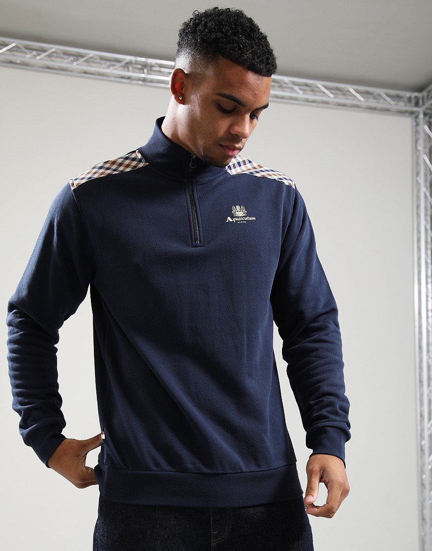 Aquascutum CC Shoulders 1/4 Zip Sweat Navy