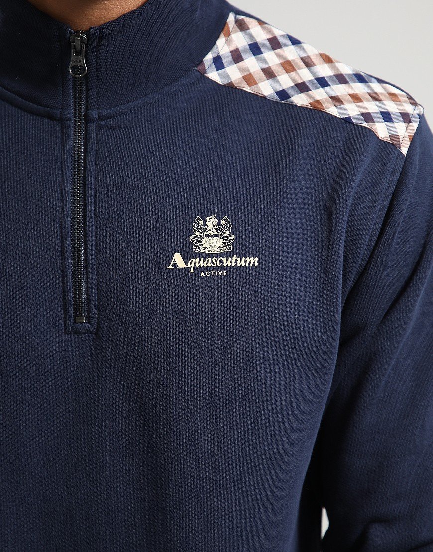 Aquascutum CC Shoulders 1/4 Zip Sweat Navy Aquascutum CC Shoulders 1/4 Zip Sweat Navy