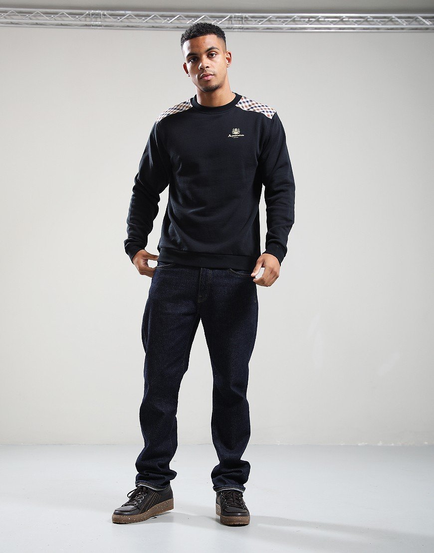 Aquascutum CC Shoulders Crew Sweat Black Aquascutum CC Shoulders Crew Sweat Black