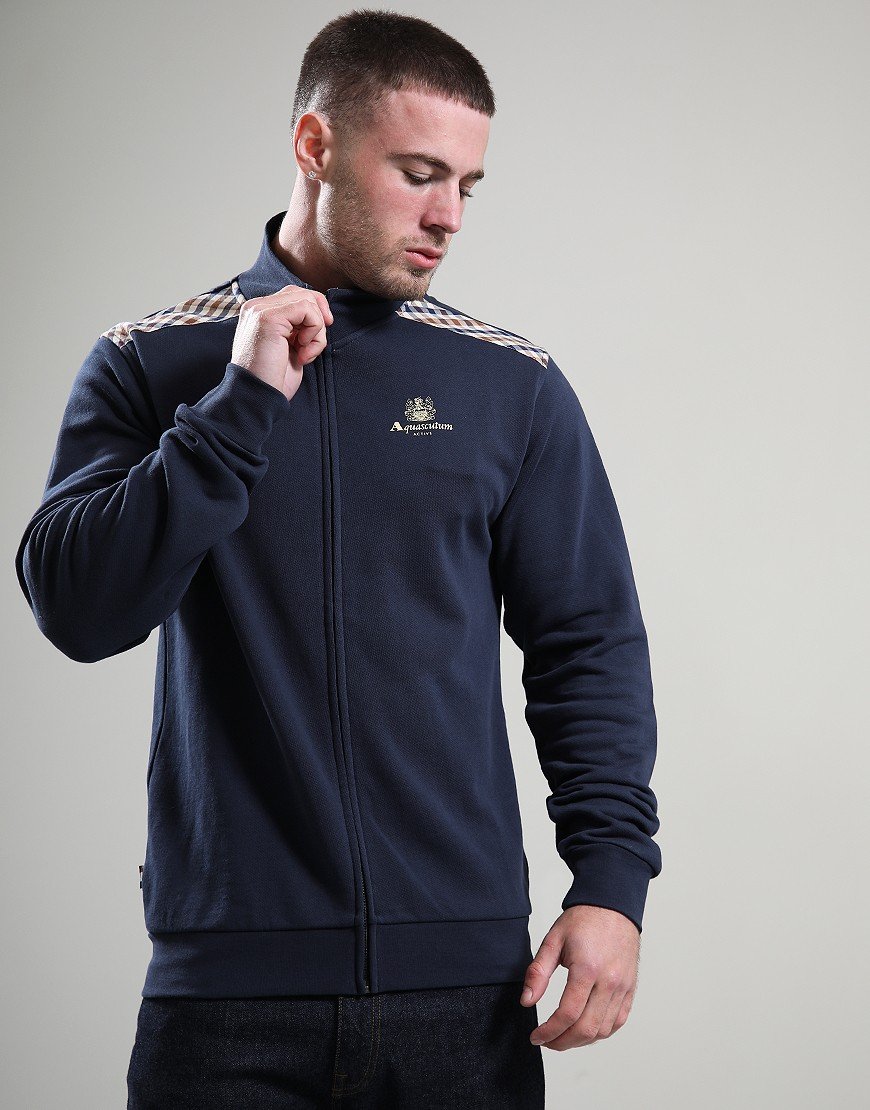 Aquascutum CC Shoulders Full Zip Fleece Navy