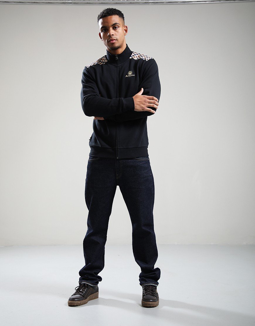 Aquascutum CC Shoulders Full Zip Sweat Black Aquascutum CC Shoulders Full Zip Sweat Black