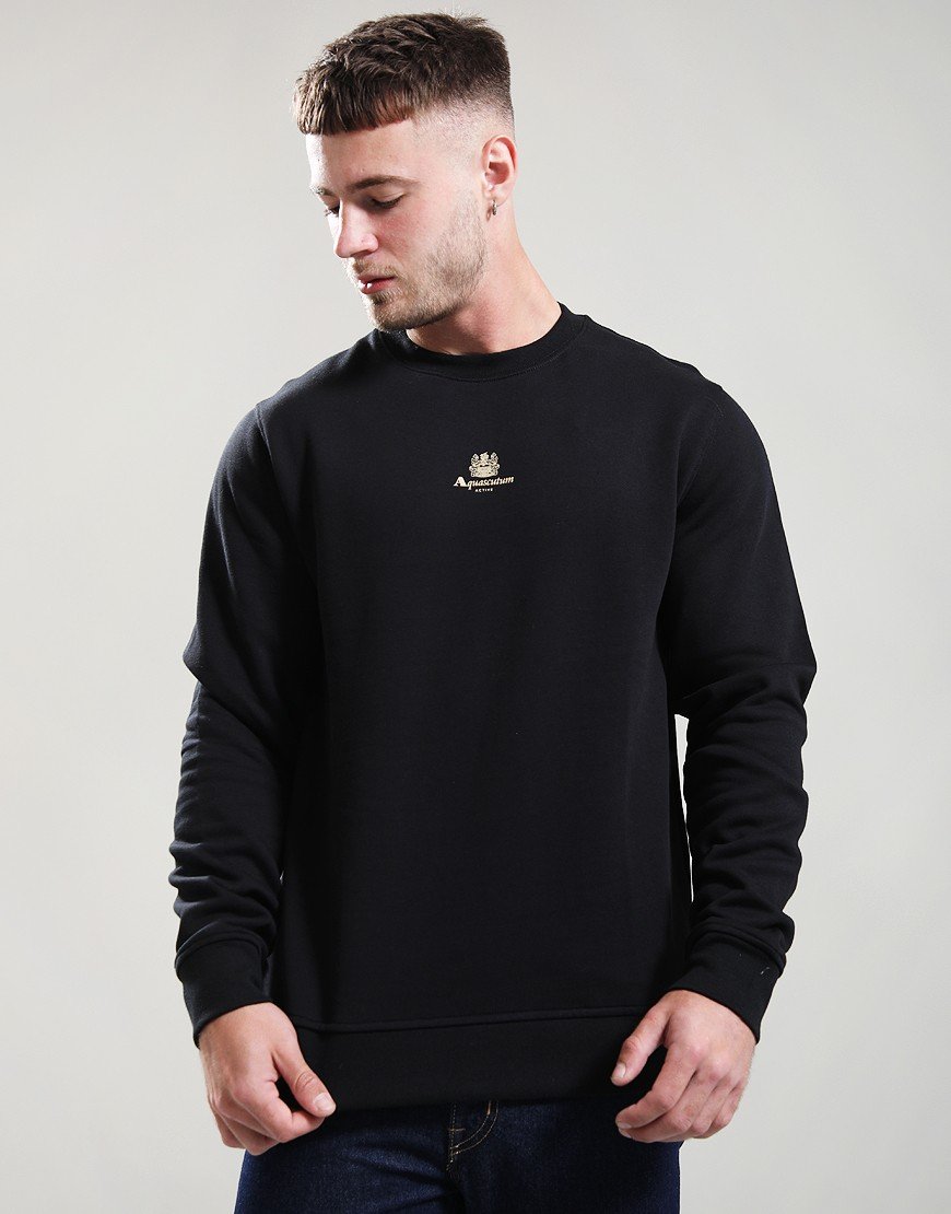 Aquascutum Centered Logo Crew Sweat Black
