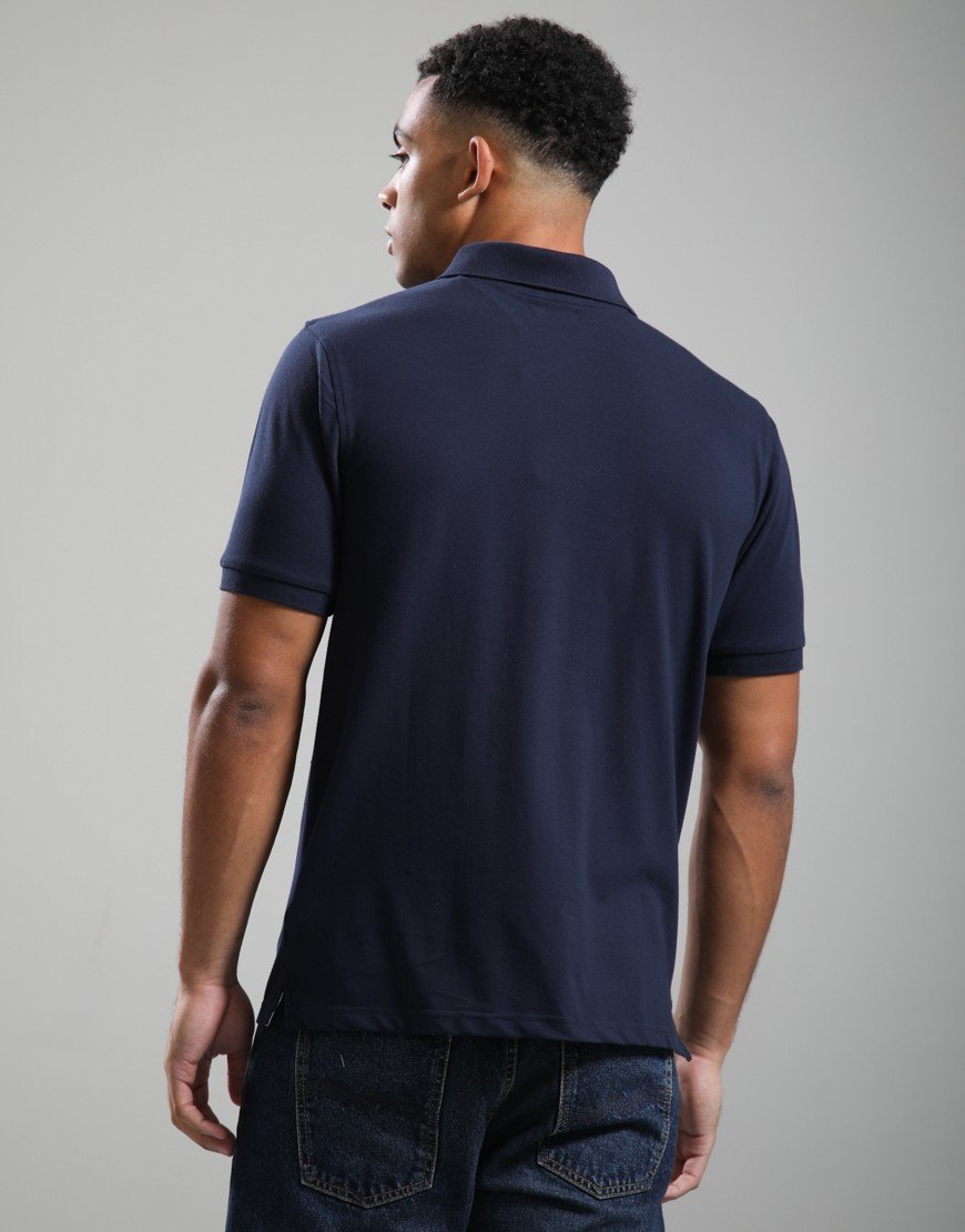Aquascutum Check Shoulder Polo Shirt Navy