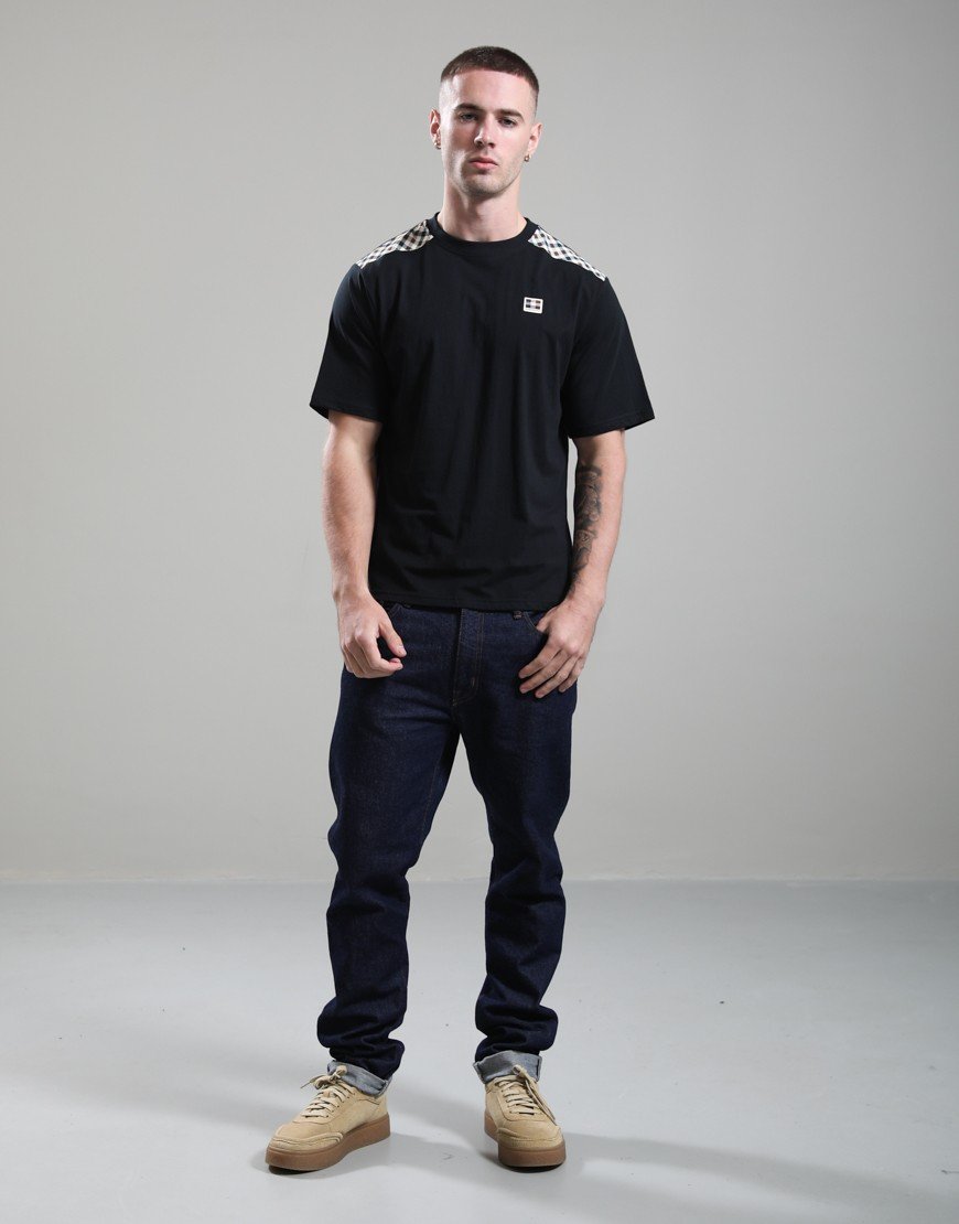 Aquascutum Check Shoulder T-Shirt Black