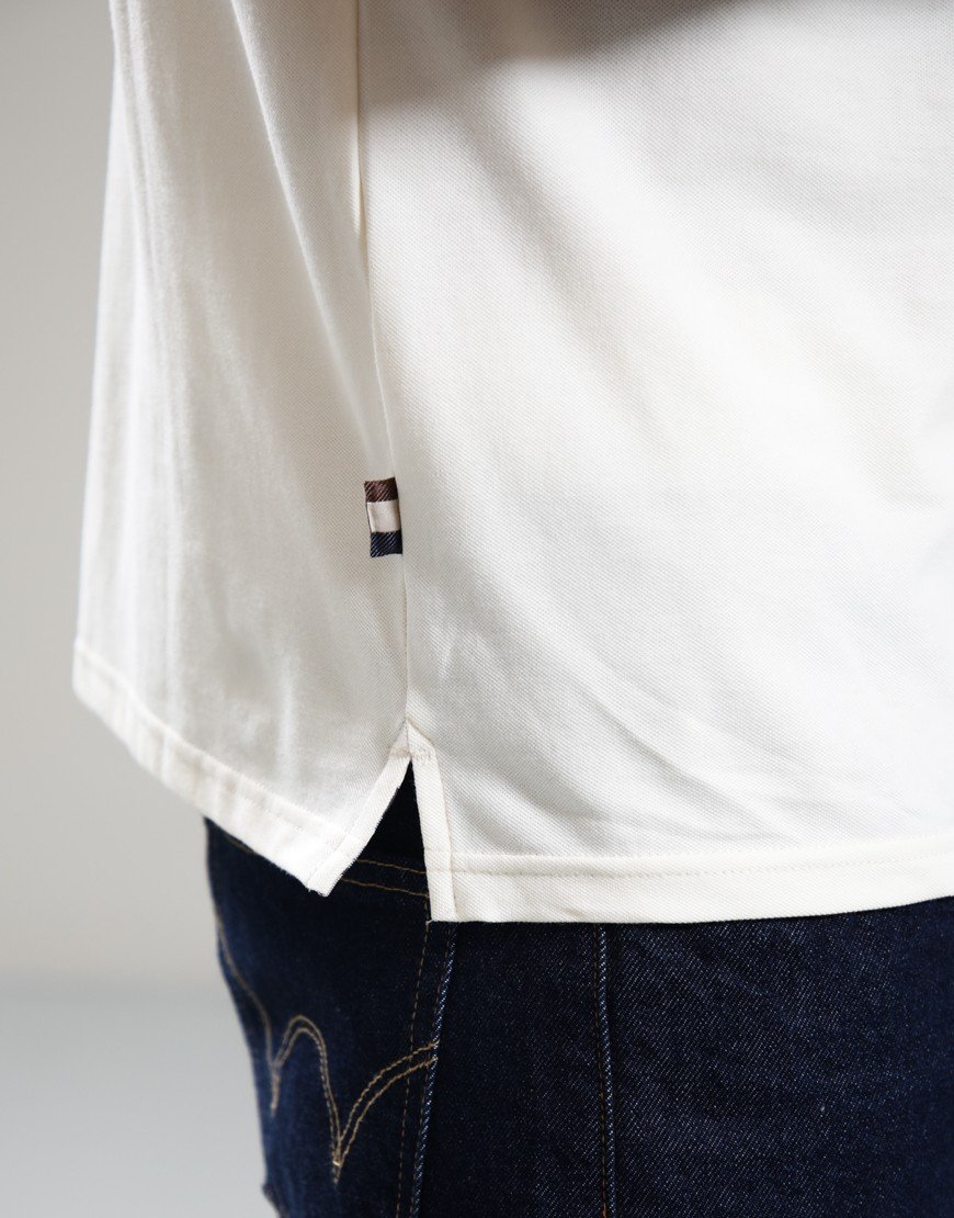 Aquascutum Club Check Collar Polo Shirt Old White