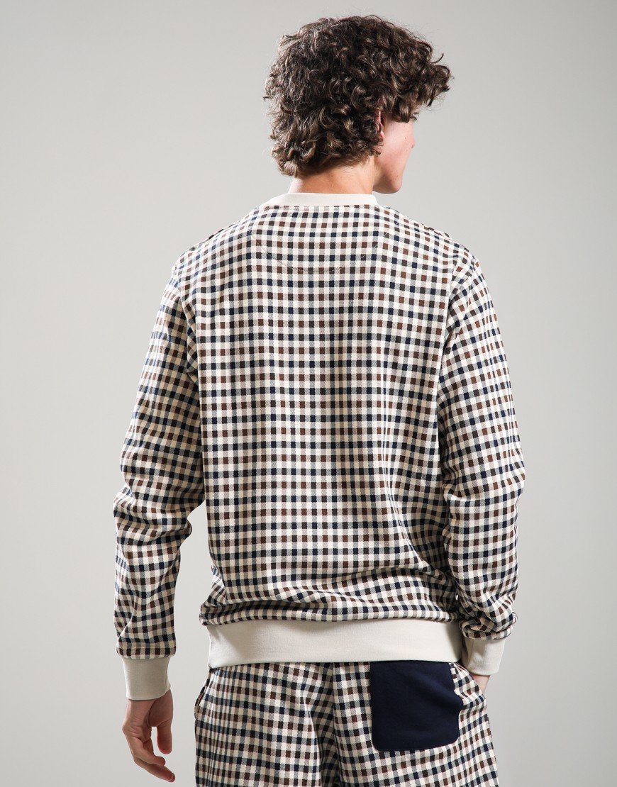 Aquascutum Club Check Crew Neck Sweat Beige
