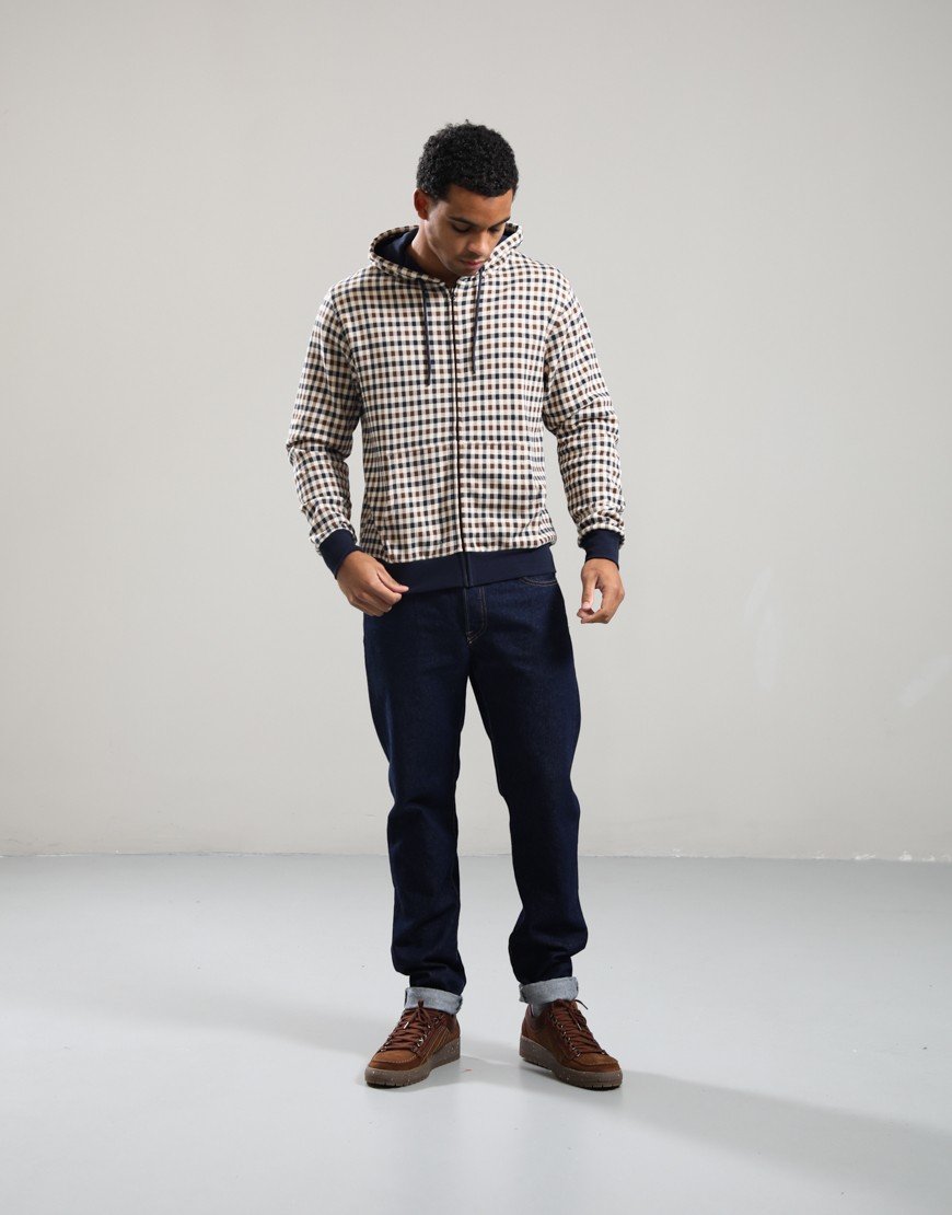 Aquascutum Club Check Full Zip Hoodie Navy