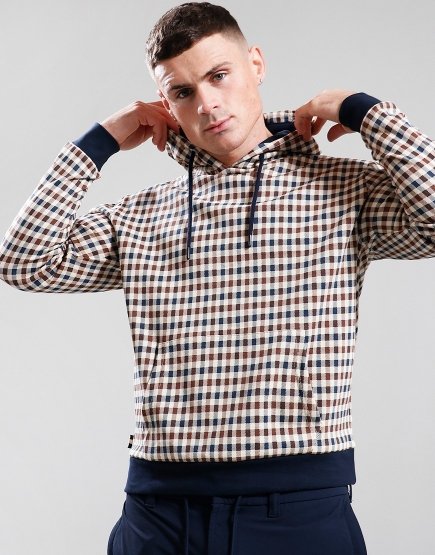 Aquascutum Club Check Hoodie Navy