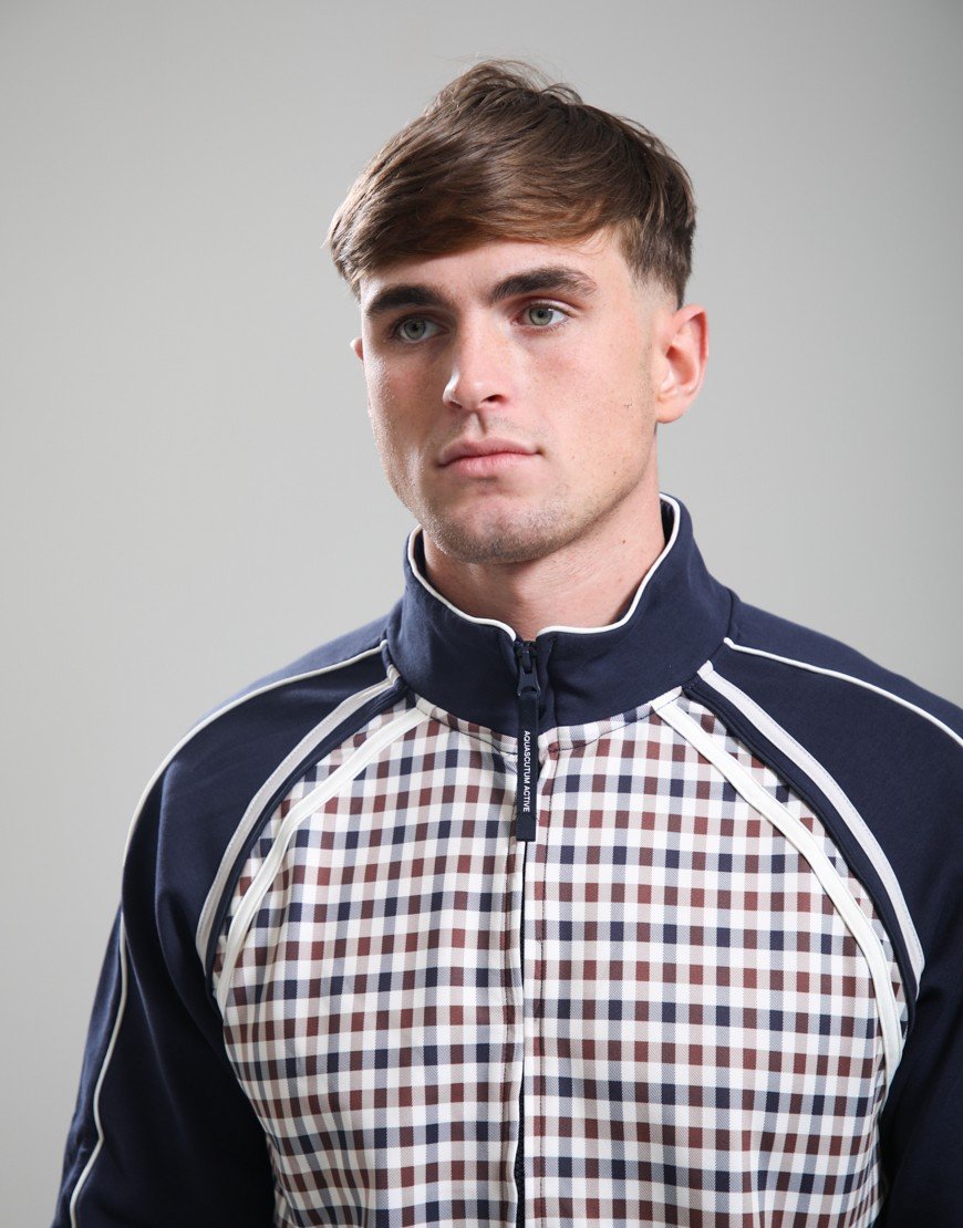 Aquascutum Club Check Scuba Stripes Track Top Navy