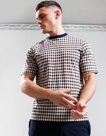 Aquascutum Club Check T-Shirt Navy