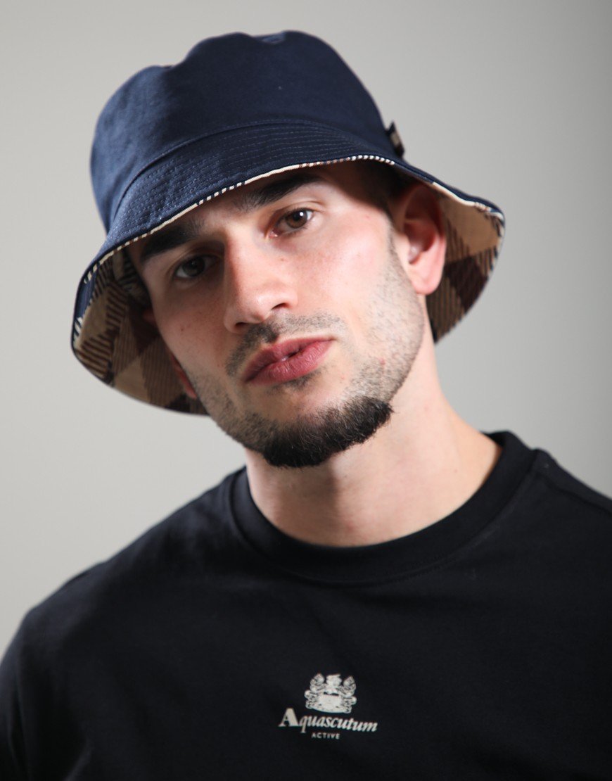 Aquascutum Cotton Bucket Hat Check