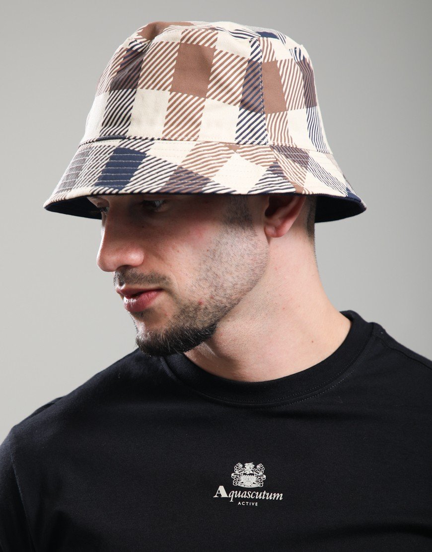 Aquascutum Cotton Bucket Hat Check