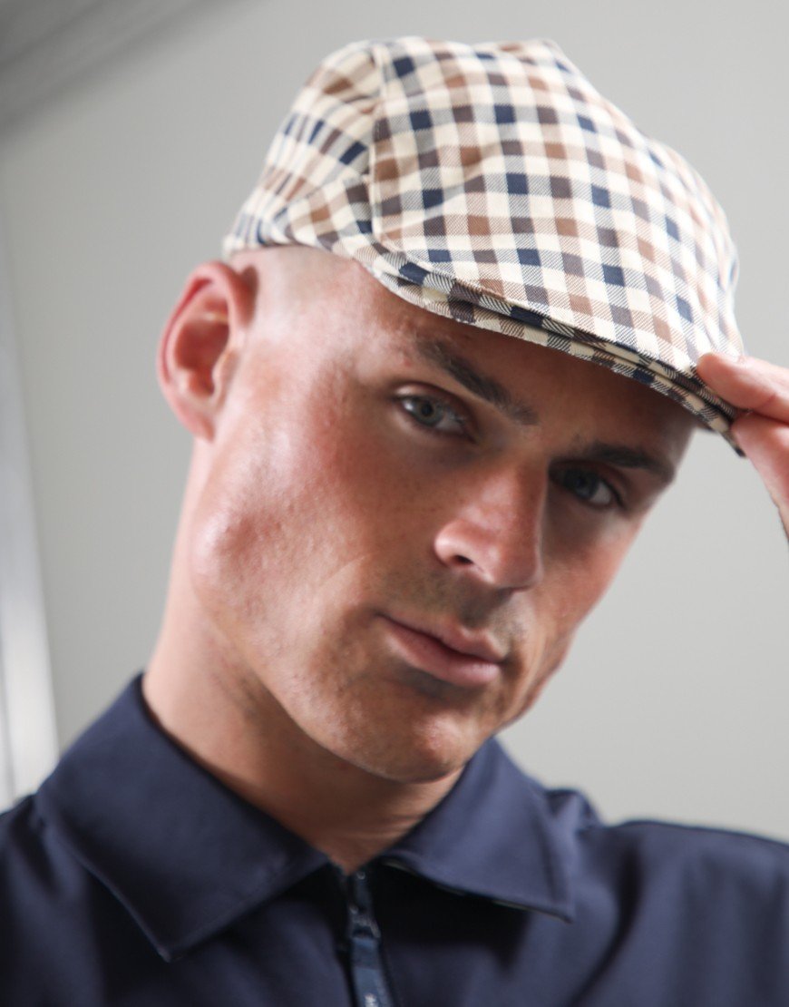 Aquascutum Cotton Flat Hat Check