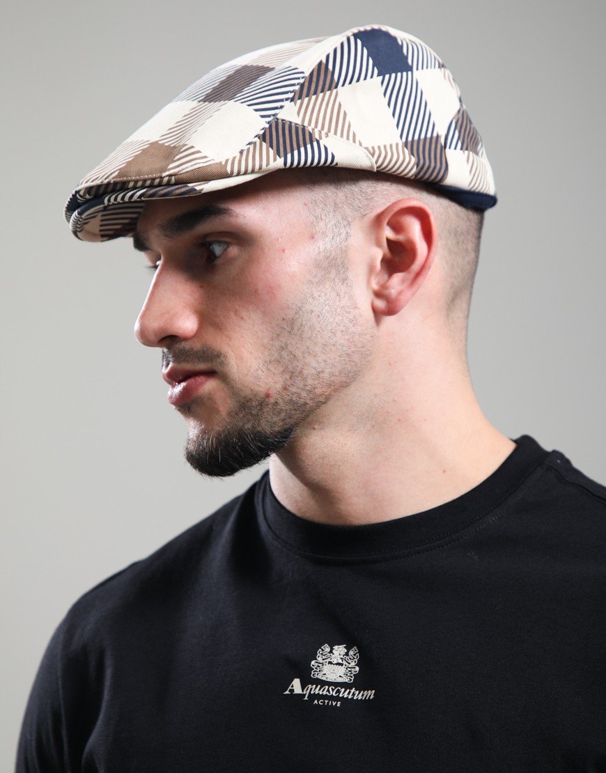Aquascutum Cotton Flat Hat Club Check