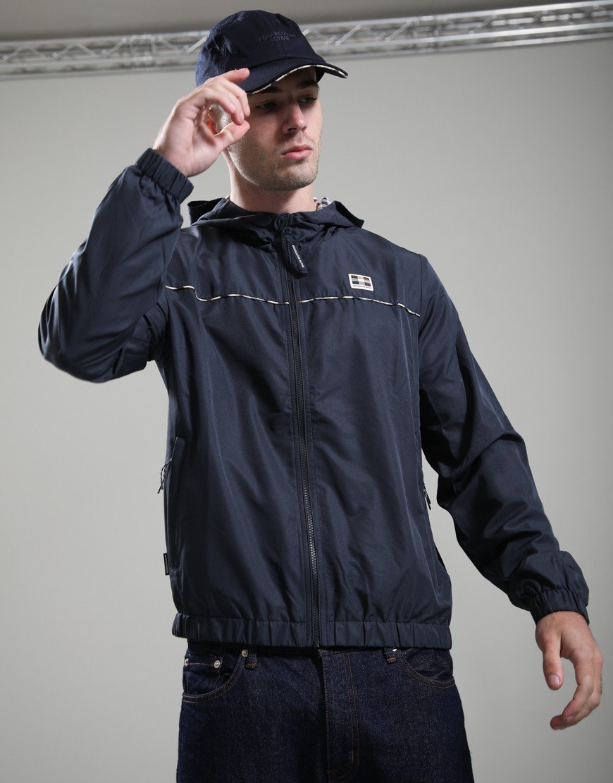 Aquascutum Diamond Wave Badge Tracktop Navy