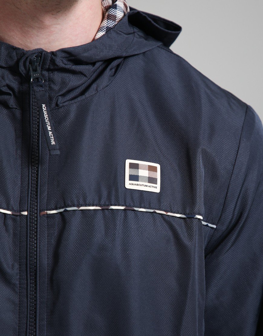 Aquascutum Diamond Wave Badge Tracktop Navy