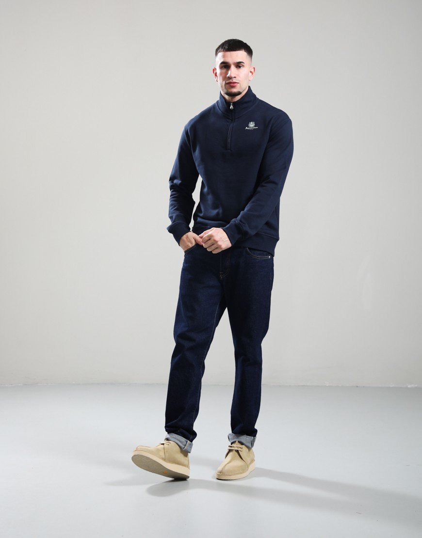Aquascutum Half Zip Mock Neck Sweat Navy