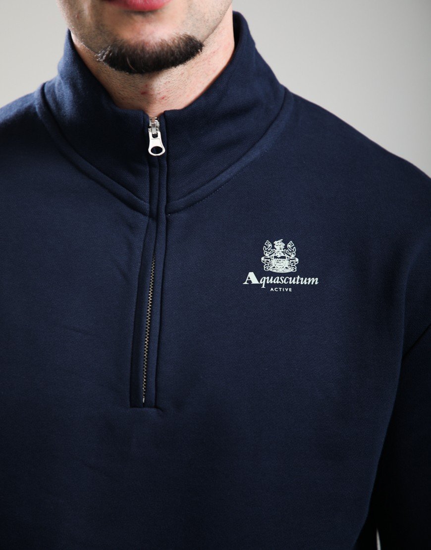 Aquascutum Half Zip Mock Neck Sweat Navy