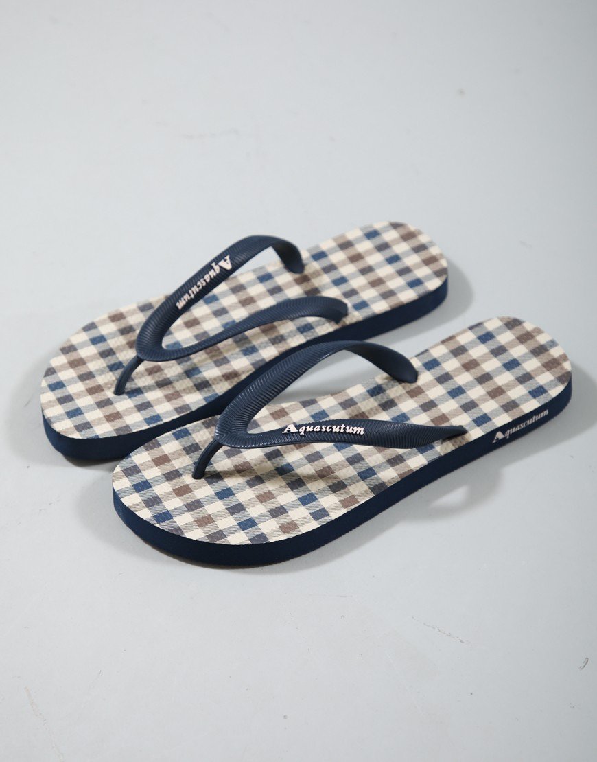 Aquascutum Iconic Flip Flops Navy
