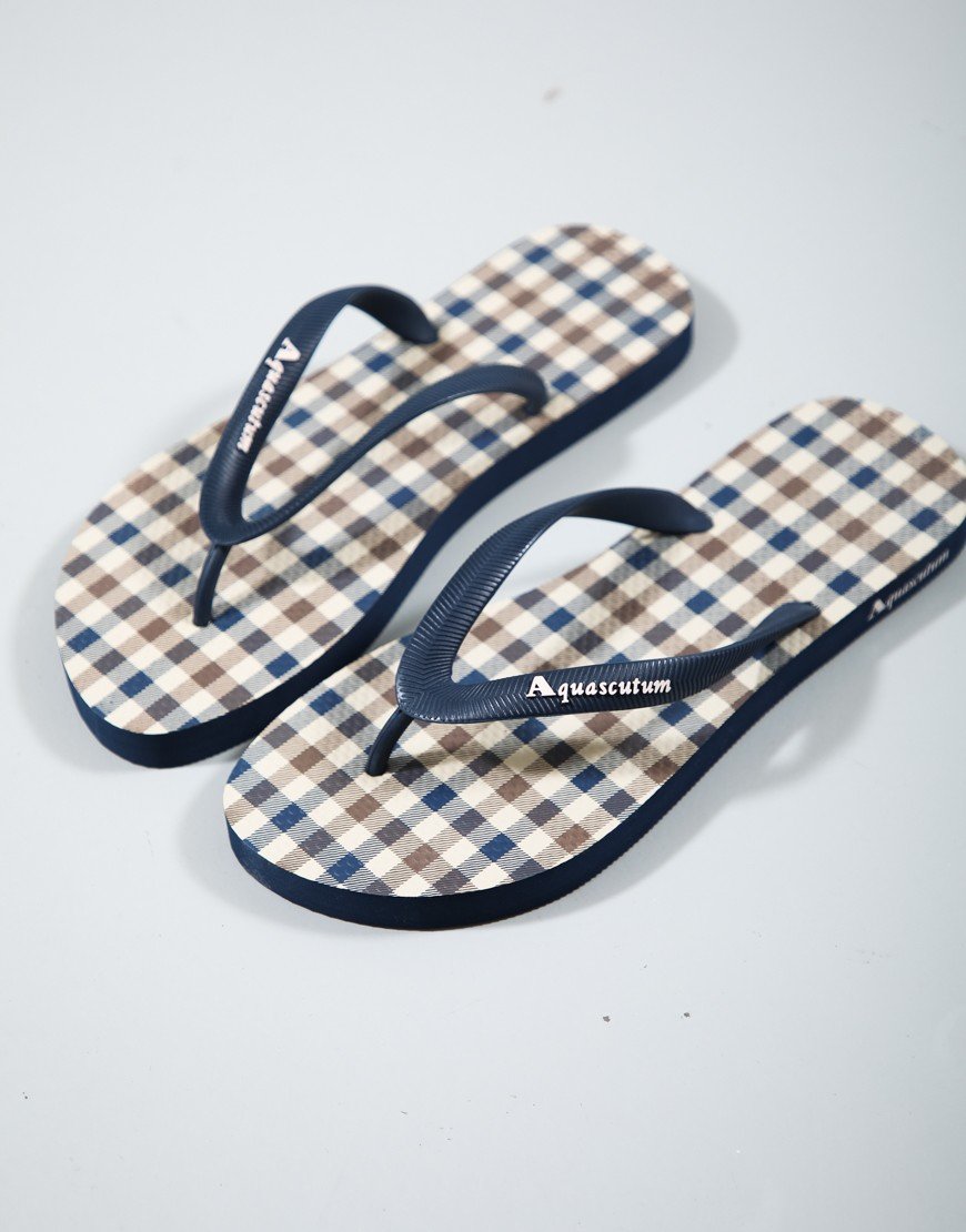 Aquascutum Iconic Flip Flops Navy