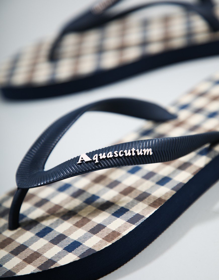 Aquascutum Iconic Flip Flops Navy
