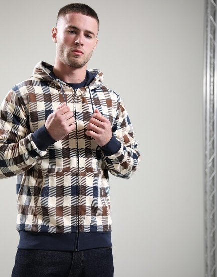 Aquascutum Iconic Full Zip Hoodie Marco Check