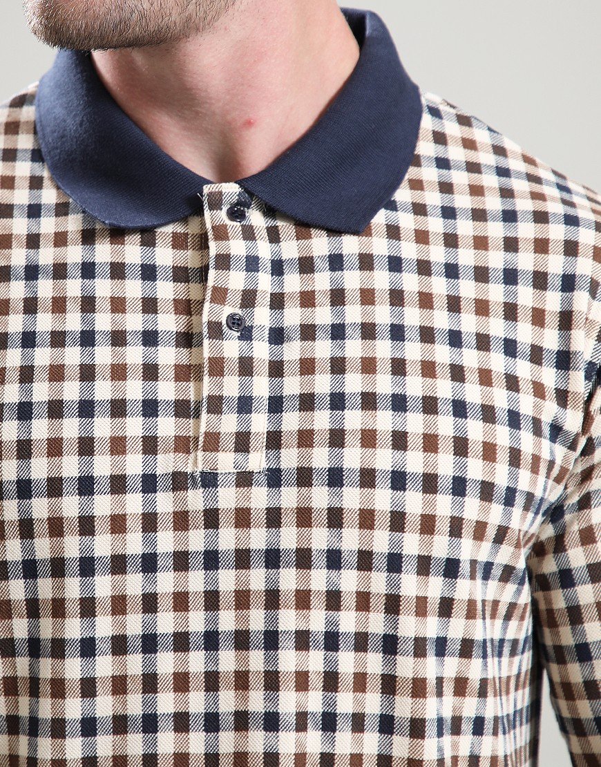 Aquascutum Iconic Long Sleeve Polo Shirt Navy Aquascutum Iconic Long Sleeve Polo Shirt Navy
