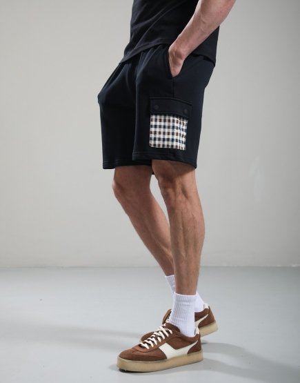Aquascutum Lamina Check Pocket Shorts Black
