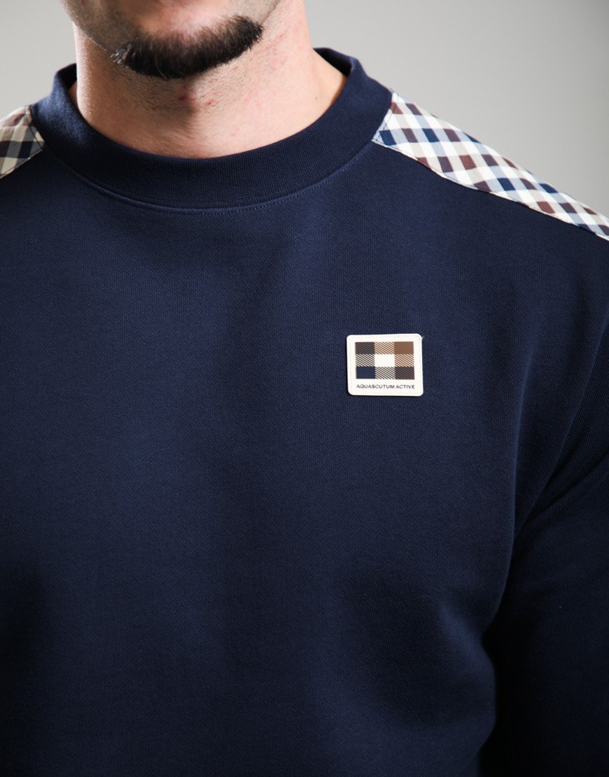 Aquascutum Lamina Insert Crew Neck Sweat Navy