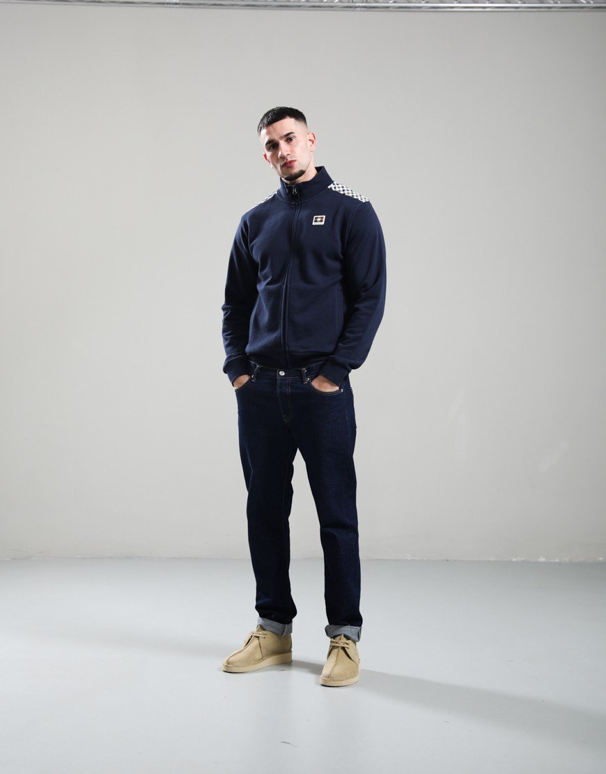 Aquascutum Lamina Insert Full Zip Mock Neck Sweat Navy