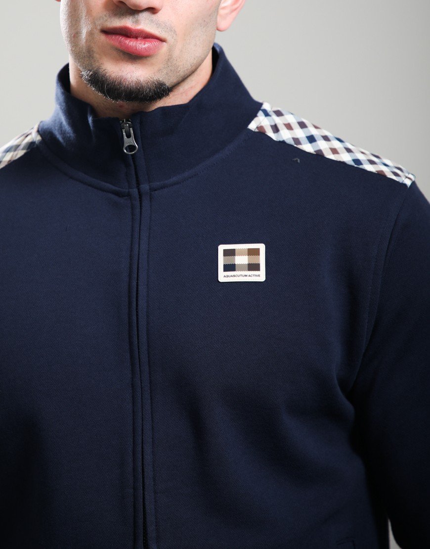 Aquascutum Lamina Insert Full Zip Mock Neck Sweat Navy