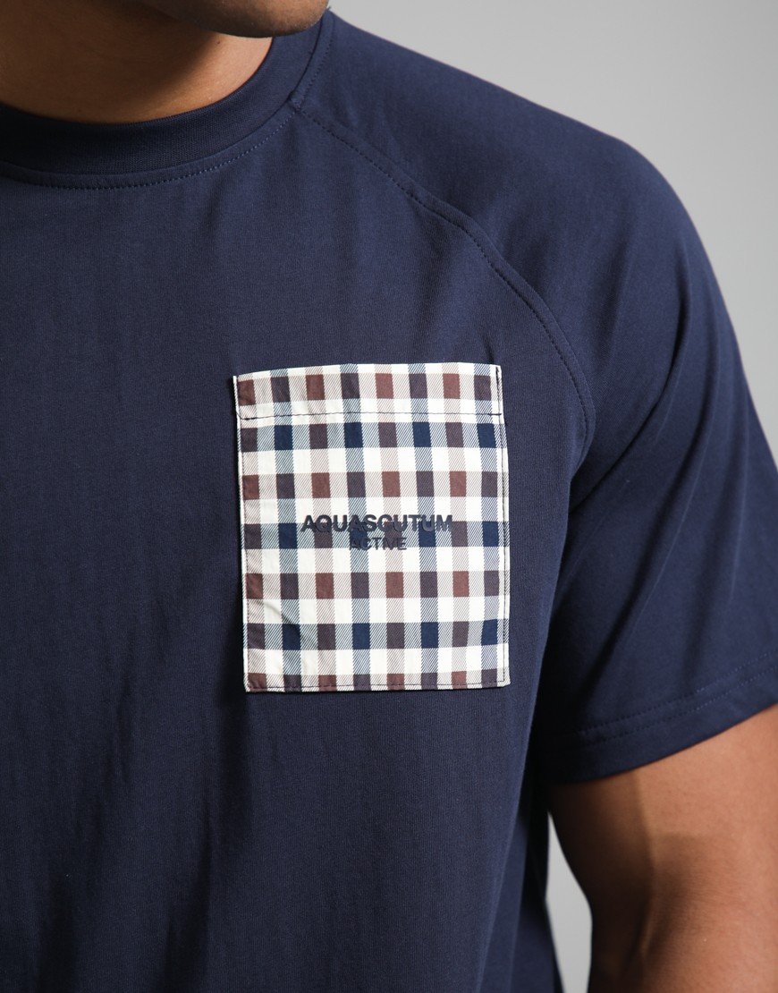 Aquascutum Lamina Pocket Raglan T-Shirt Navy