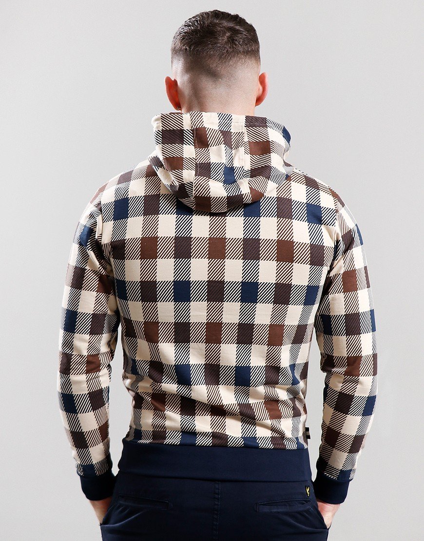 Aquascutum Macro Check Full Zip Hoodie Navy