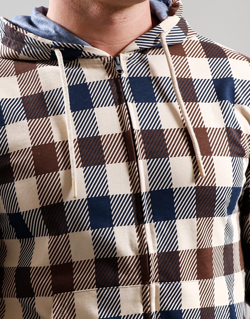 Aquascutum Macro Check Full Zip Hoodie Navy