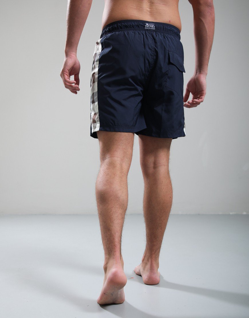 Aquascutum Macro Check Insert Volley Swim Shorts Navy
