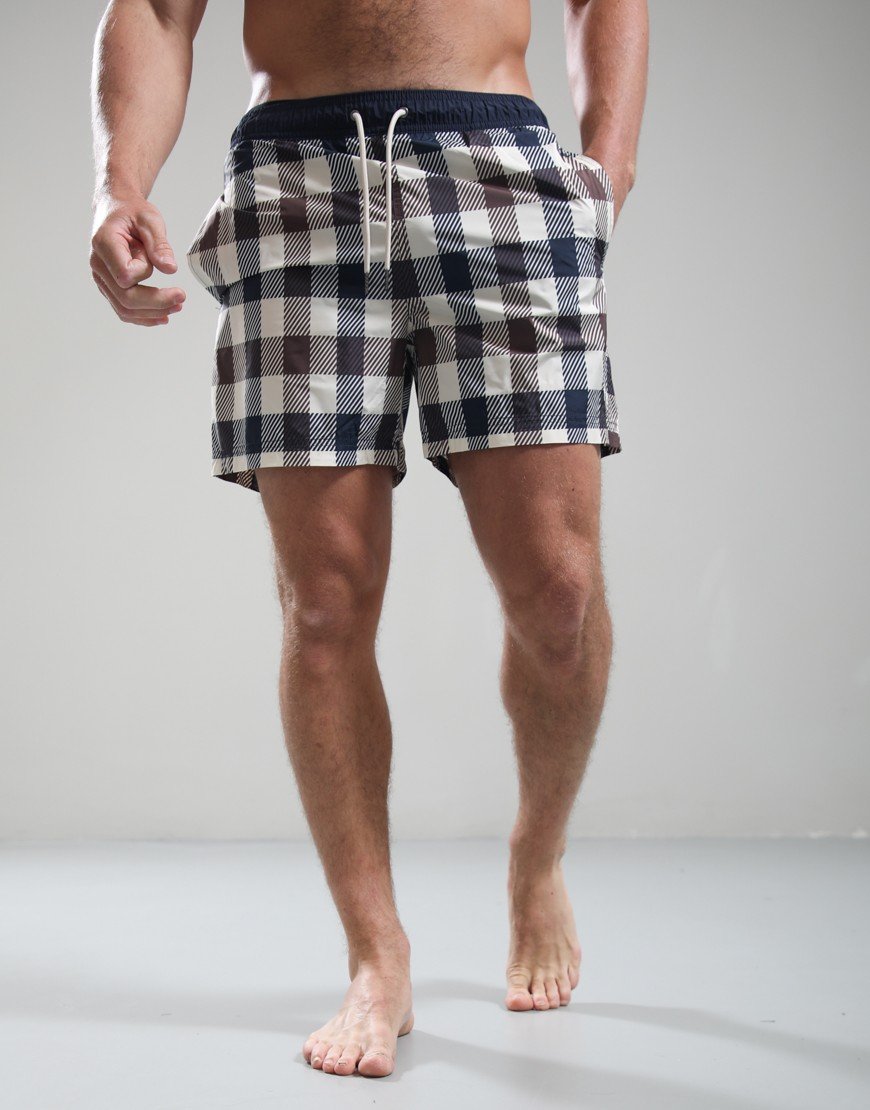 Aquascutum Macro Iconic Volley Swim Shorts Check