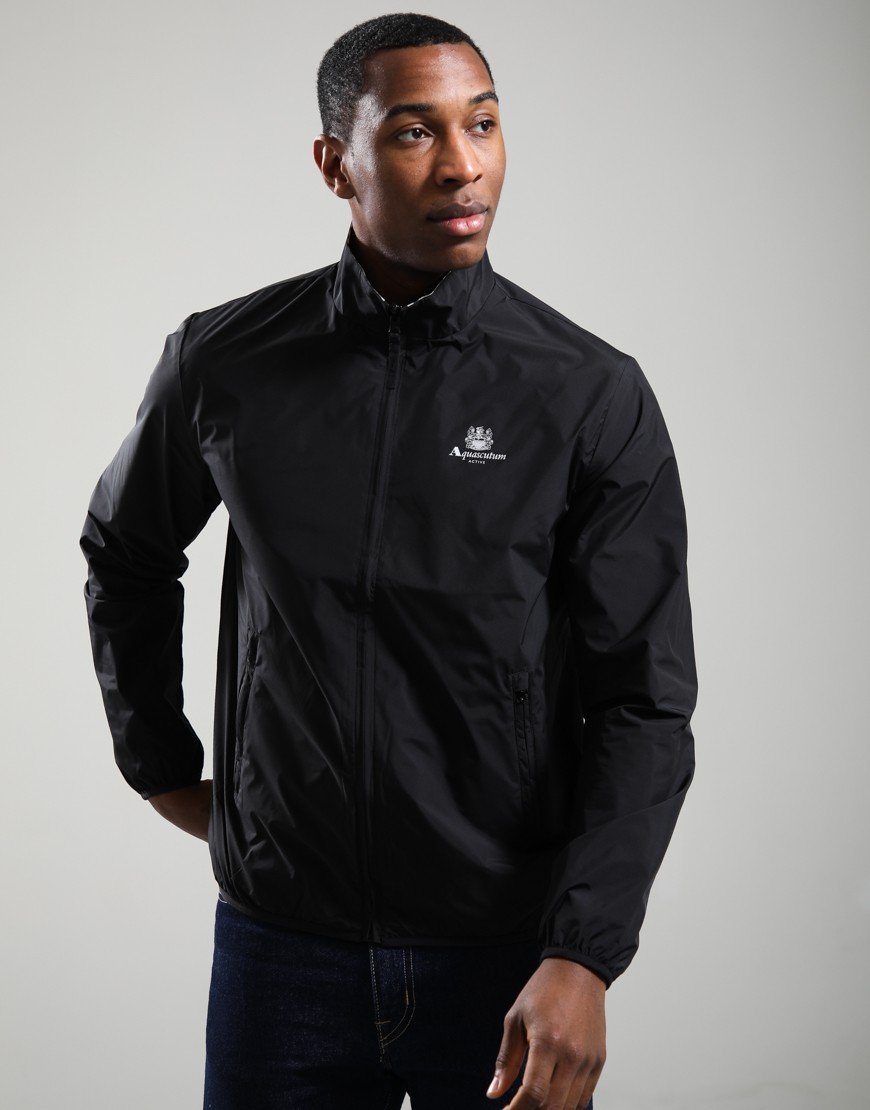 Aquascutum Mock Neck Sailor Reversible Jacket Black